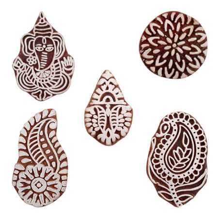 Set of 5 Piece New Mix Wooden Printing Blocks